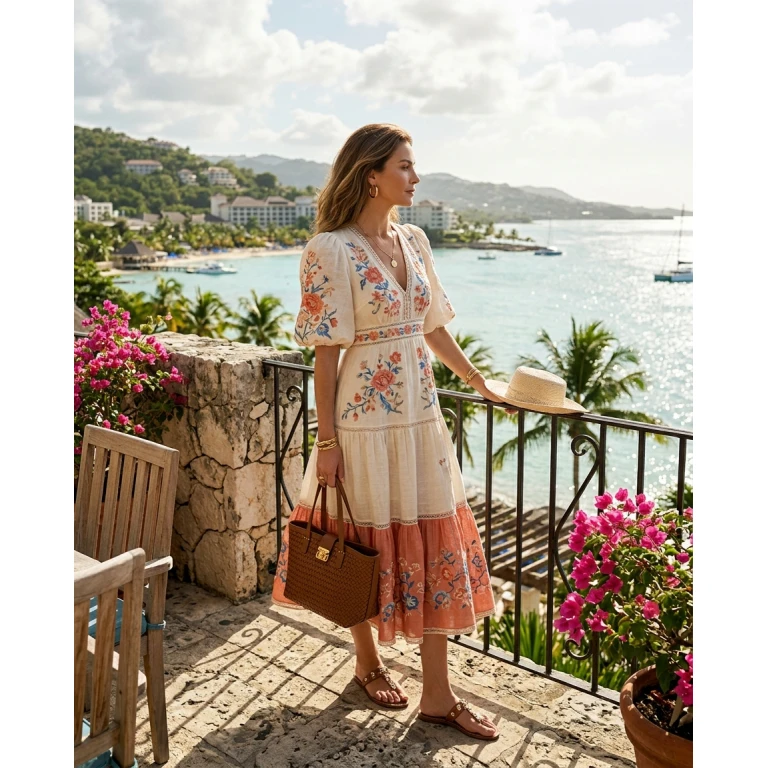 Gemma Deeks Style Guide: Elegant Chic Designer Summer Dresses in Montego Bay Summer 2026