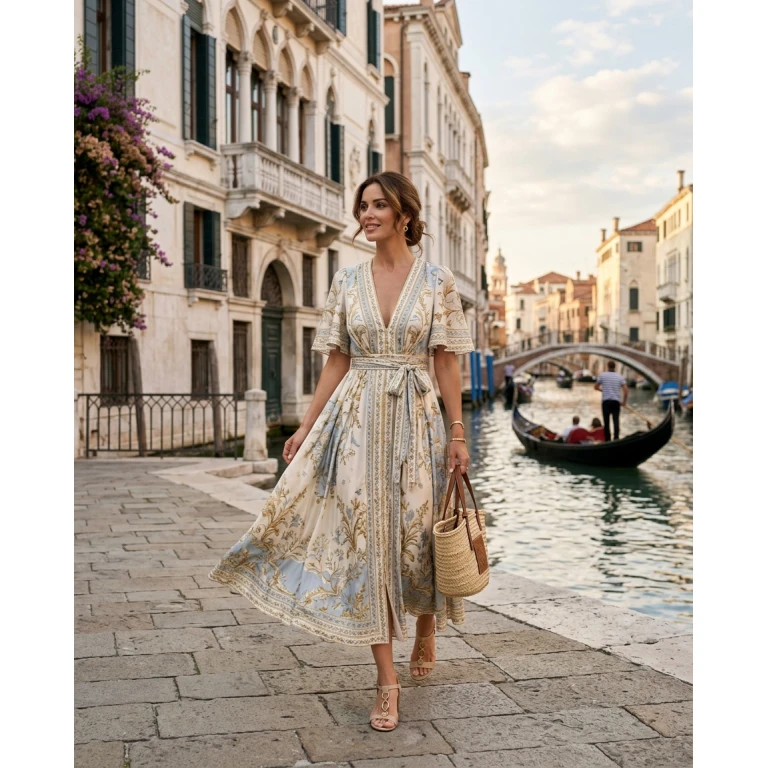 Gemma Deeks Style Guide: Elegant Chic Designer Summer Dresses in Venice Summer 2026