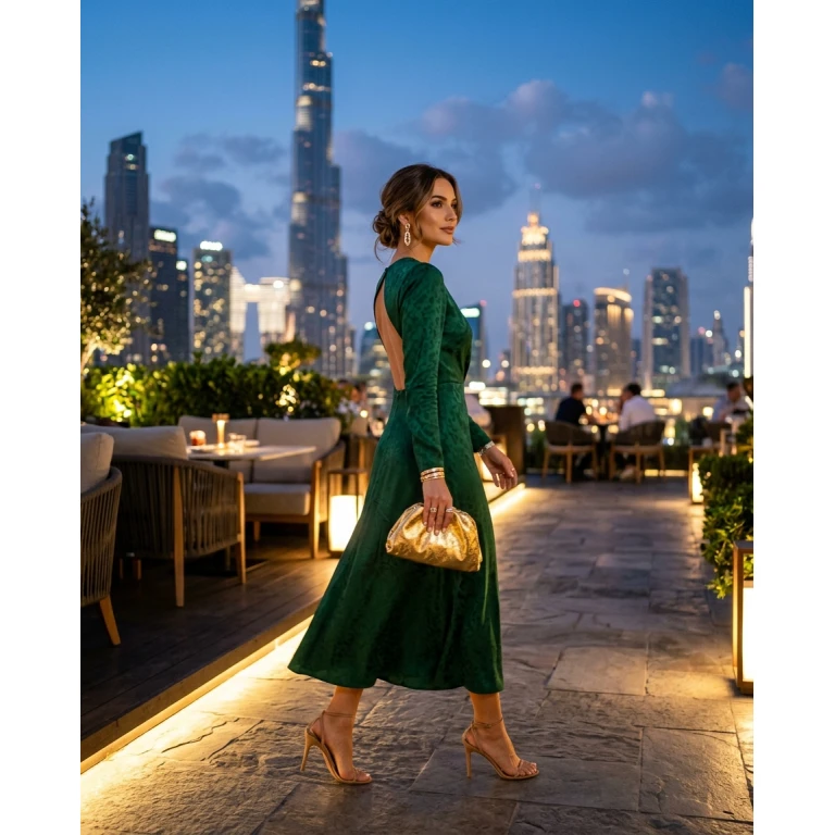 Gemma Deeks Style Guide: Elegant Chic dinner outfit in Dubai Summer 2026