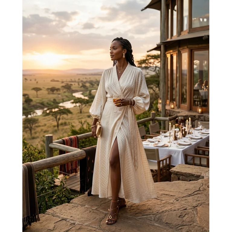 Gemma Deeks Style Guide: Elegant Chic dinner outfit in Kenya Summer 2026