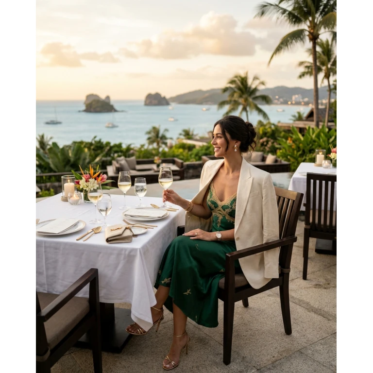 Gemma Deeks Style Guide: Elegant Chic dinner outfit in Phuket Summer 2026