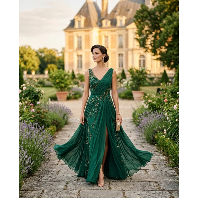 Gemma Deeks Style Guide: Elegant Chic gala gown in France Summer 2026