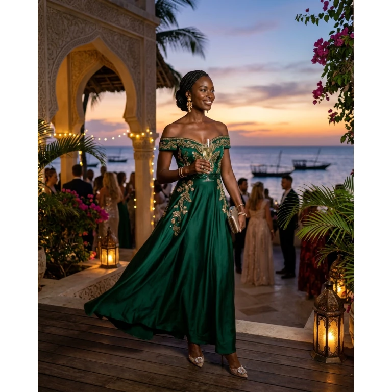 Gemma Deeks Style Guide: Elegant Chic Holiday parties in Zanzibar Summer 2026