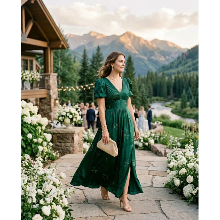 Gemma Deeks Style Guide: Elegant Chic wedding guest dress in Aspen Summer 2026