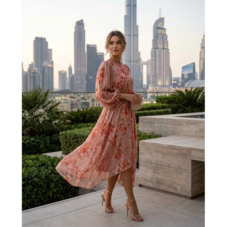 Gemma Deeks Style Guide: Elegant Chic wedding guest dress in Dubai Summer 2026