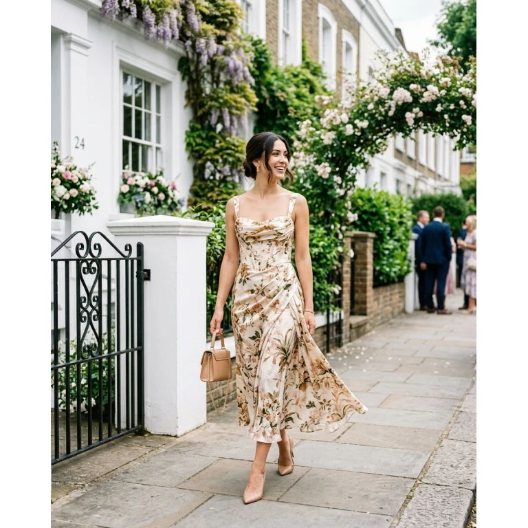 Gemma Deeks Style Guide: Elegant Chic wedding guest dress in London Summer 2026