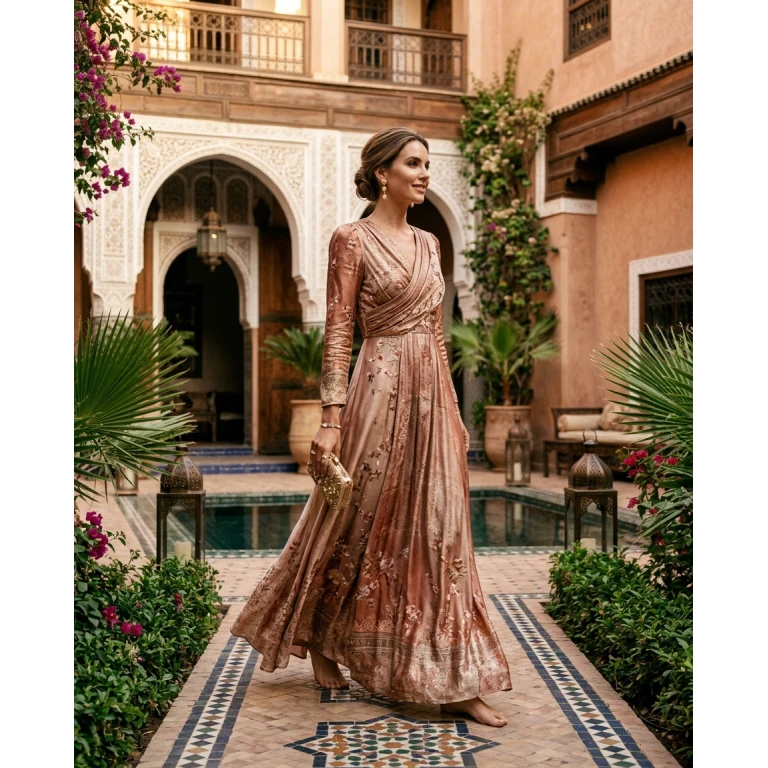 Gemma Deeks Style Guide: Elegant Chic wedding guest dress in Marrakech Summer 2026