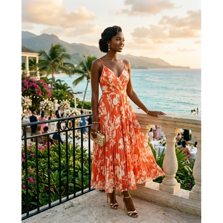 Gemma Deeks Style Guide: Elegant Chic wedding guest dress in Montego Bay Summer 2026