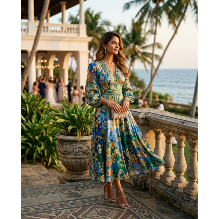 Gemma Deeks Style Guide: Elegant Chic wedding guest dress in Sri Lanka Summer 2026