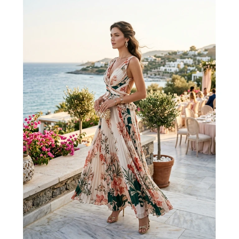 Gemma Deeks Style Guide: Elegant Chic wedding guest dress in Turkey Summer 2026