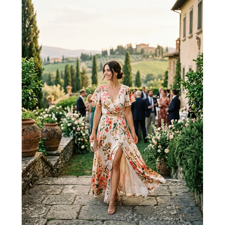 Gemma Deeks Style Guide: Elegant Chic wedding guest dress in Tuscany Summer 2026