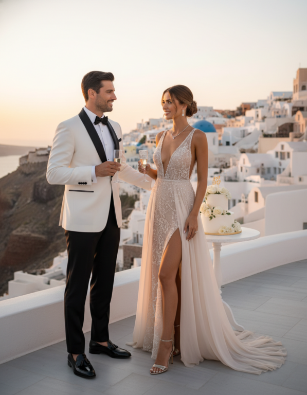 Gemma Deeks Style Guide: Formal attire Birthday in Santorini Summer 2026