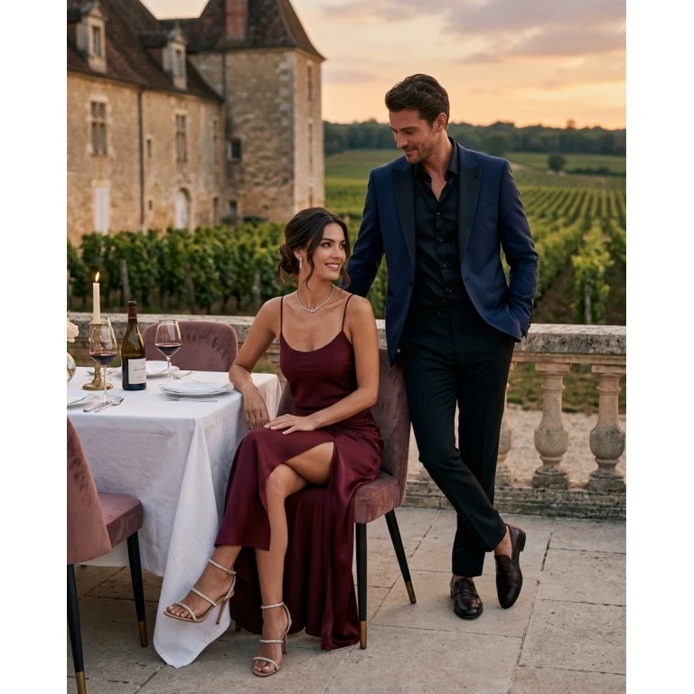 Gemma Deeks Style Guide: Formal attire Date night in Burgundy Summer 2026