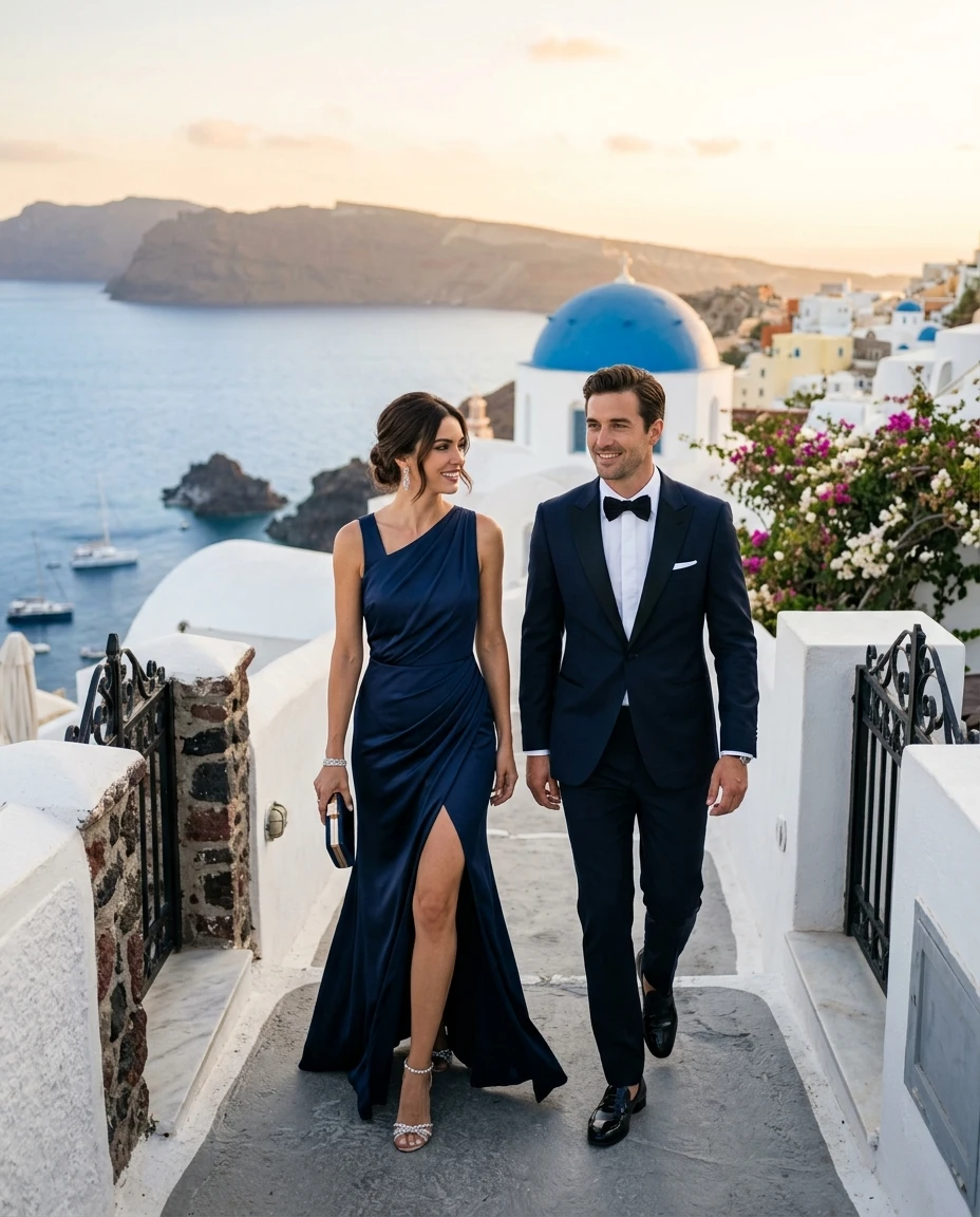 Gemma Deeks Style Guide: Formal attire Date night in Santorini Summer 2026