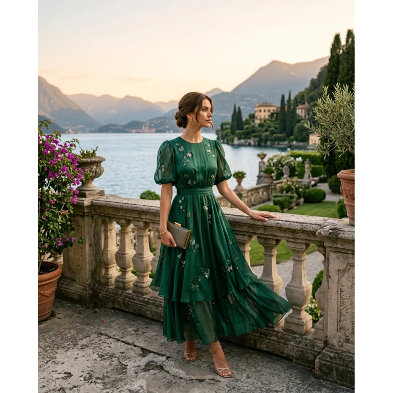 Gemma Deeks Style Guide: Formal attire Designer Summer Dresses in Lake Como Summer 2026