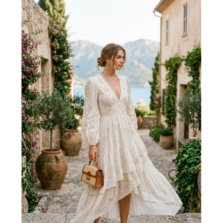 Gemma Deeks Style Guide: Formal attire Designer Summer Dresses in Majorca Summer 2026