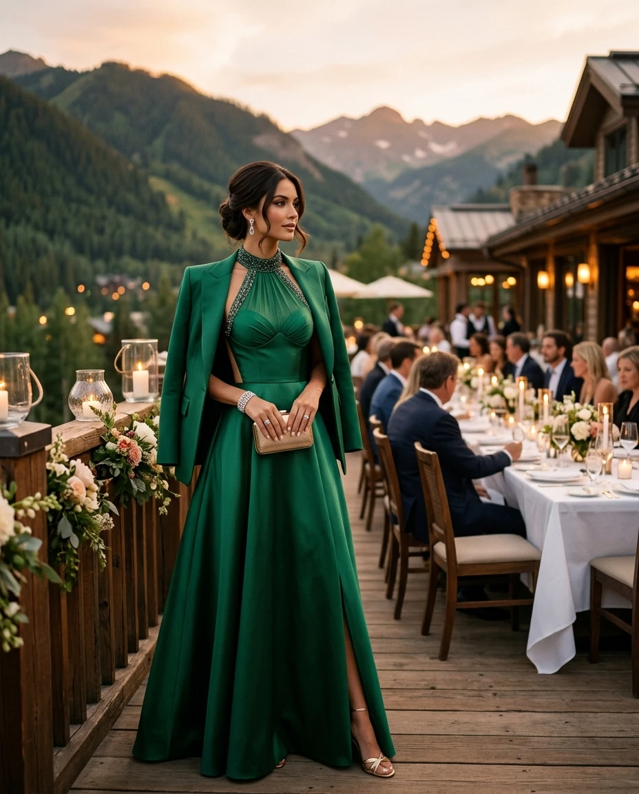 Gemma Deeks Style Guide: Formal attire dinner outfit in Aspen Summer 2026