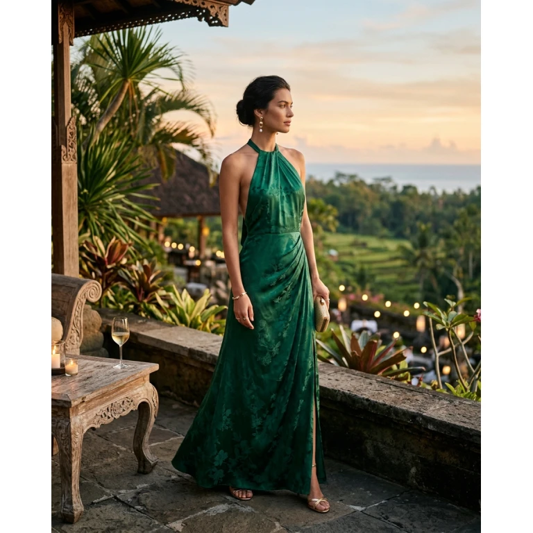 Gemma Deeks Style Guide: Formal attire dinner outfit in Bali Summer 2026