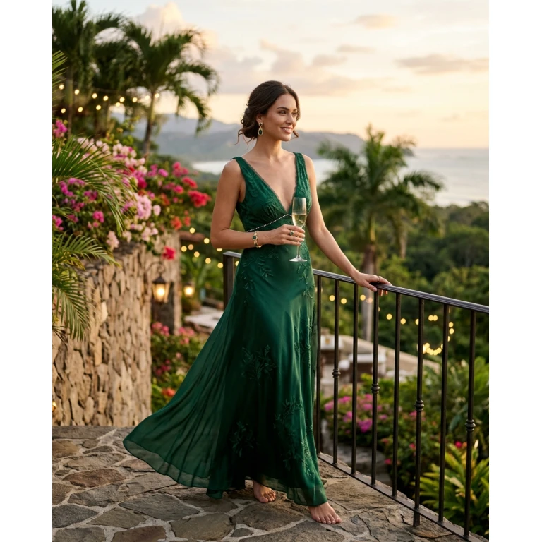 Gemma Deeks Style Guide: Formal attire dinner outfit in Costa Rica Summer 2026