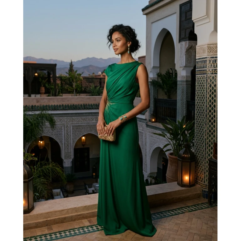 Gemma Deeks Style Guide: Formal attire dinner outfit in Marrakech Summer 2026