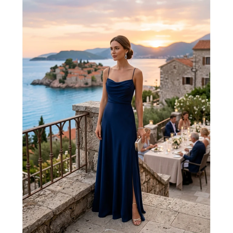 Gemma Deeks Style Guide: Formal attire dinner outfit in Montenegro Summer 2026
