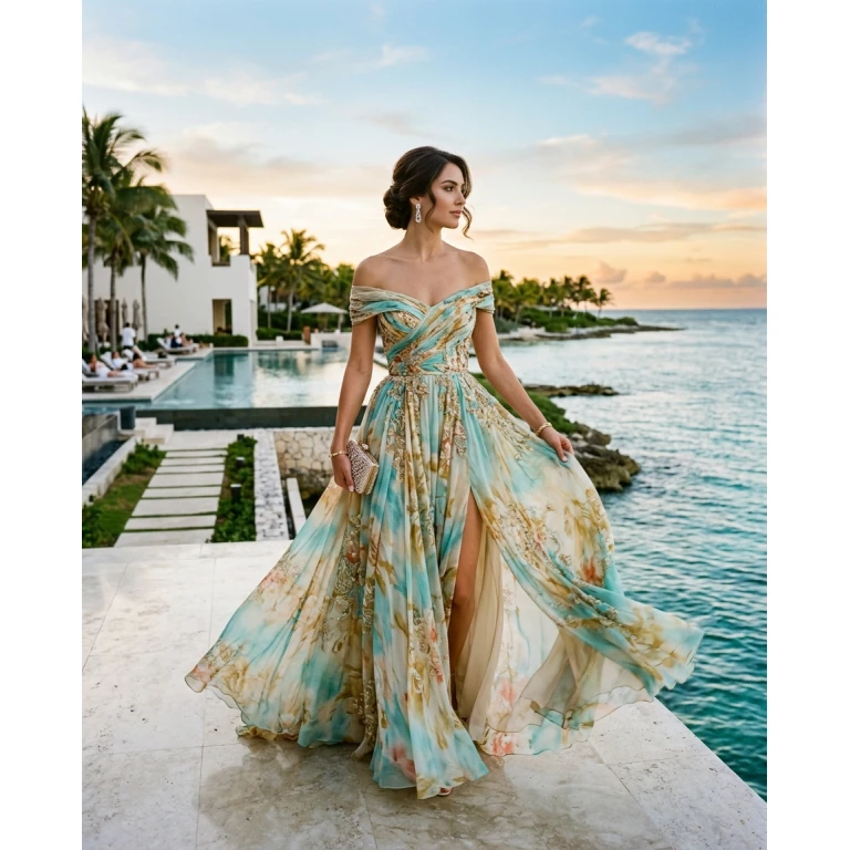 Gemma Deeks Style Guide: Formal attire gala gown in Cancun Summer 2026