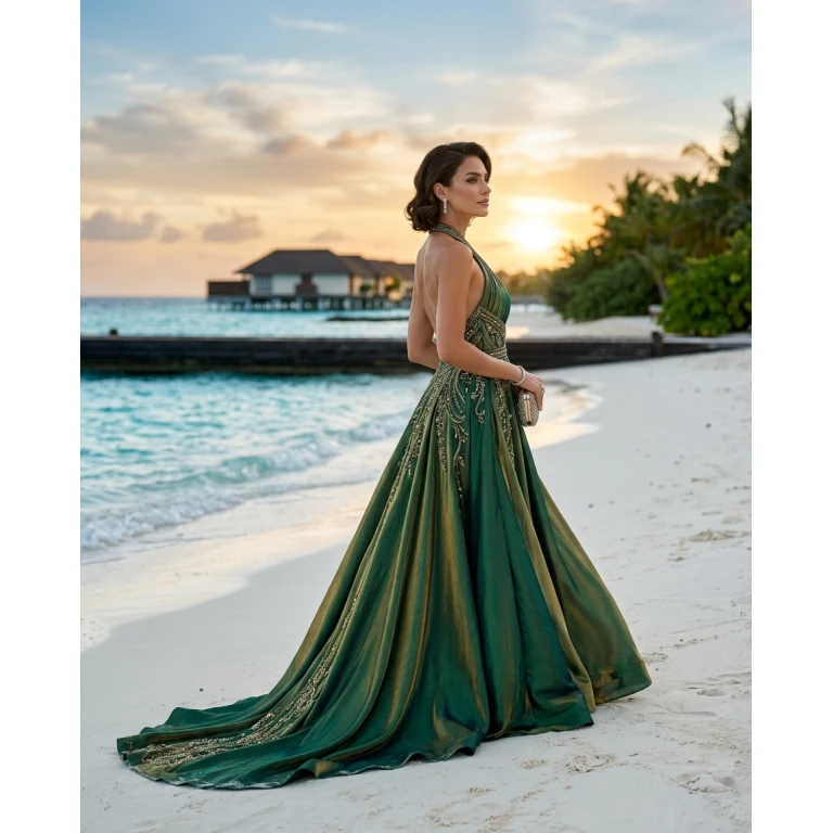 Gemma Deeks Style Guide: Formal attire gala gown in Maldives Summer 2026