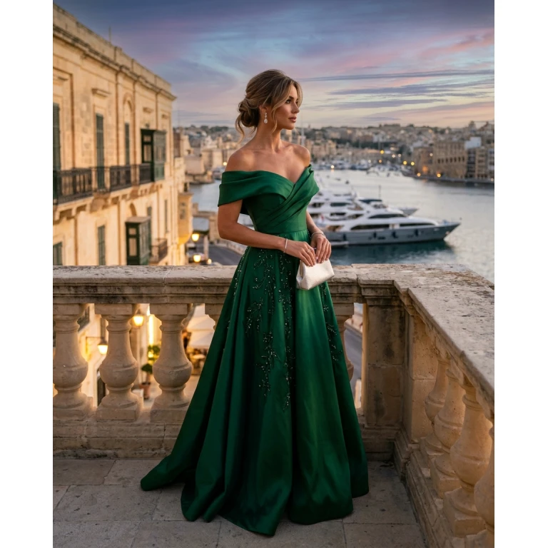 Gemma Deeks Style Guide: Formal attire gala gown in Malta Summer 2026