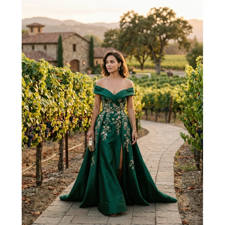 Gemma Deeks Style Guide: Formal attire gala gown in Napa Valley Summer 2026