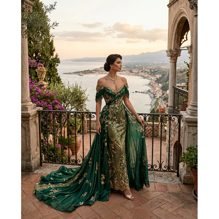 Gemma Deeks Style Guide: Formal attire gala gown in Sicily Summer 2026