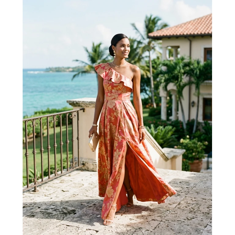 Gemma Deeks Style Guide: Formal attire wedding guest dress in La Romana Summer 2026
