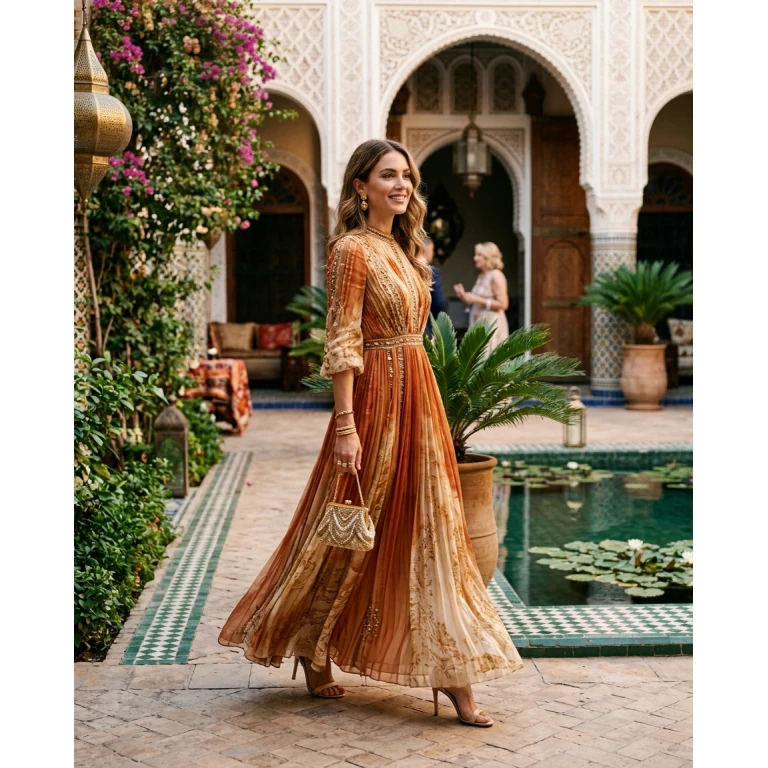 Gemma Deeks Style Guide: Formal attire wedding guest dress in Marrakech Summer 2026