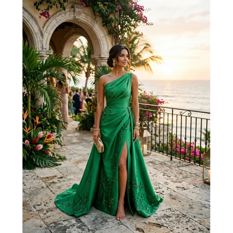 Gemma Deeks Style Guide: Formal attire wedding guest dress in Mexico Summer 2026