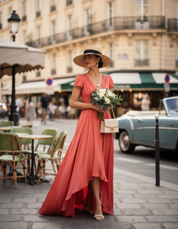 Gemma Deeks Style Guide: Formal attire wedding guest dress in Paris Summer 2026