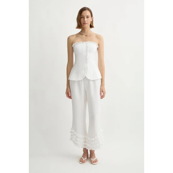 Posse Florence Pant – sustainable Pants in White from Australian designer at Luxury Shoes .