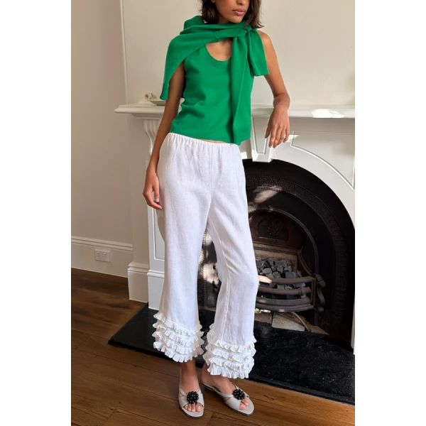 Posse Florence Pant – sustainable Pants in White from Australian designer at Luxury Shoes .