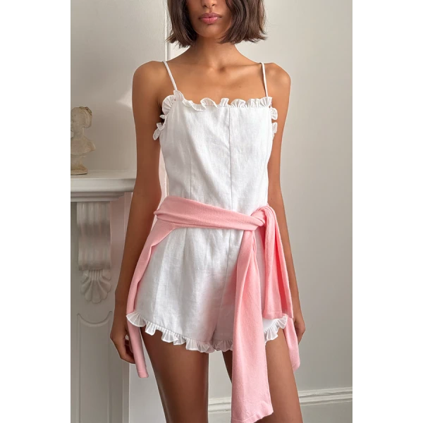 Posse Florence Romper – sustainable Jumpsuit in White from Australian designer at Luxury Shoes .