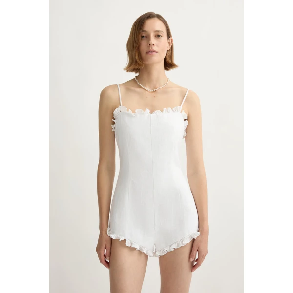 Posse Florence Romper – sustainable Jumpsuit in White from Australian designer at Luxury Shoes .