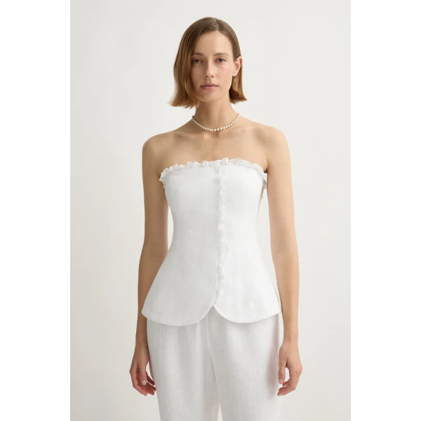 Posse Florence Strapless Top – sustainable Tops in White from Australian designer at Luxury Shoes .