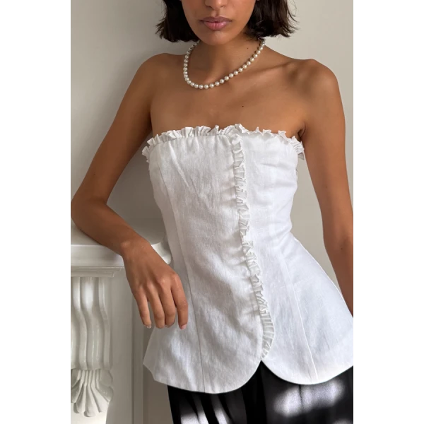 Posse Florence Strapless Top – sustainable Tops in White from Australian designer at Luxury Shoes .