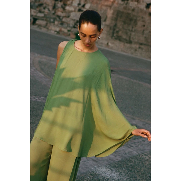 Posse Jane One Shoulder Top – sustainable Tops in Green from Australian designer at Luxury Shoes .