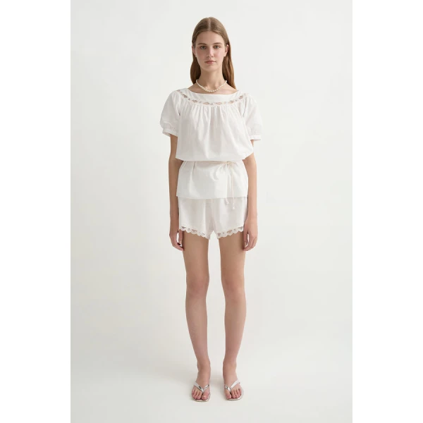 Posse Marilyn Short – sustainable Shorts in White from Australian designer at Luxury Shoes .