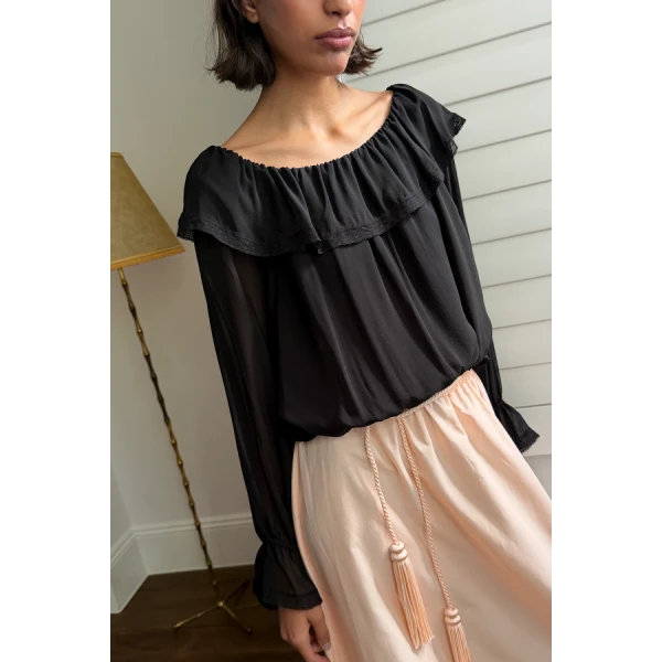 Posse Priscilla Blouse – sustainable Tops in Black from Australian designer at Luxury Shoes .