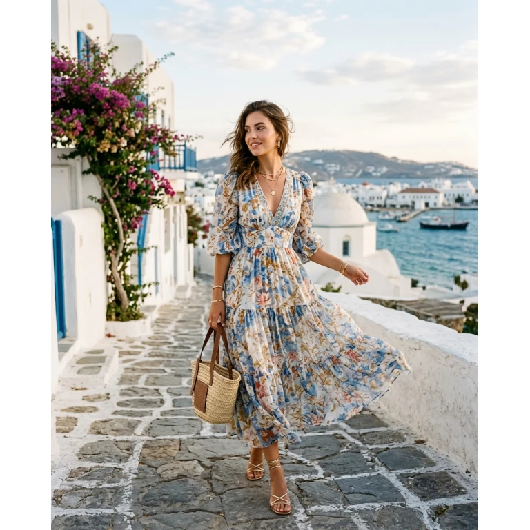 Gemma Deeks Style Guide: Resort chic Designer Summer Dresses in Mykonos Summer 2026