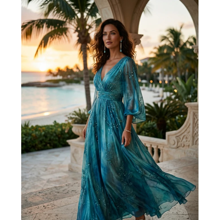 Gemma Deeks Style Guide: Resort chic gala gown in Bahamas Summer 2026