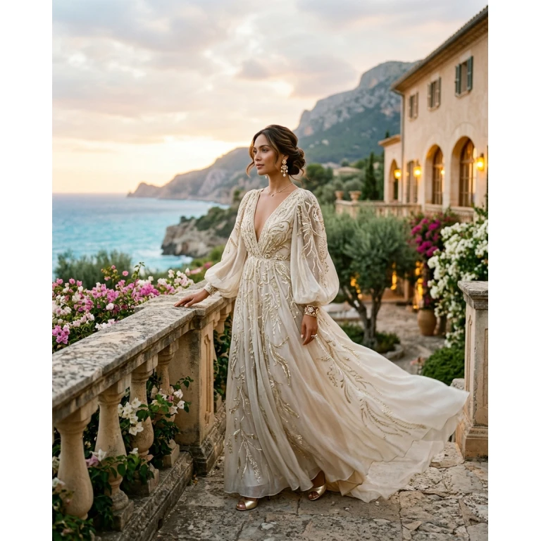 Gemma Deeks Style Guide: Resort chic gala gown in Majorca Summer 2026