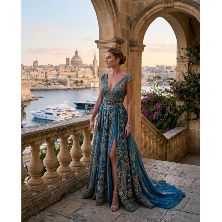 Gemma Deeks Style Guide: Resort chic gala gown in Malta Summer 2026