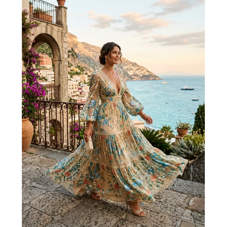 Gemma Deeks Style Guide: Resort chic gala gown in Sicily Summer 2026