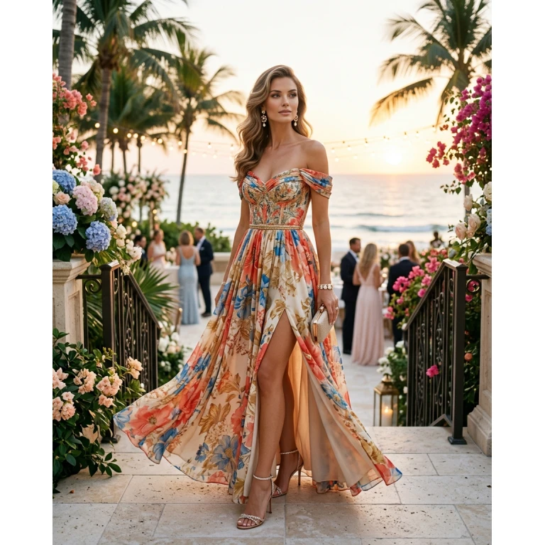 Gemma Deeks Style Guide: Resort chic wedding guest dress in Florida Summer 2026