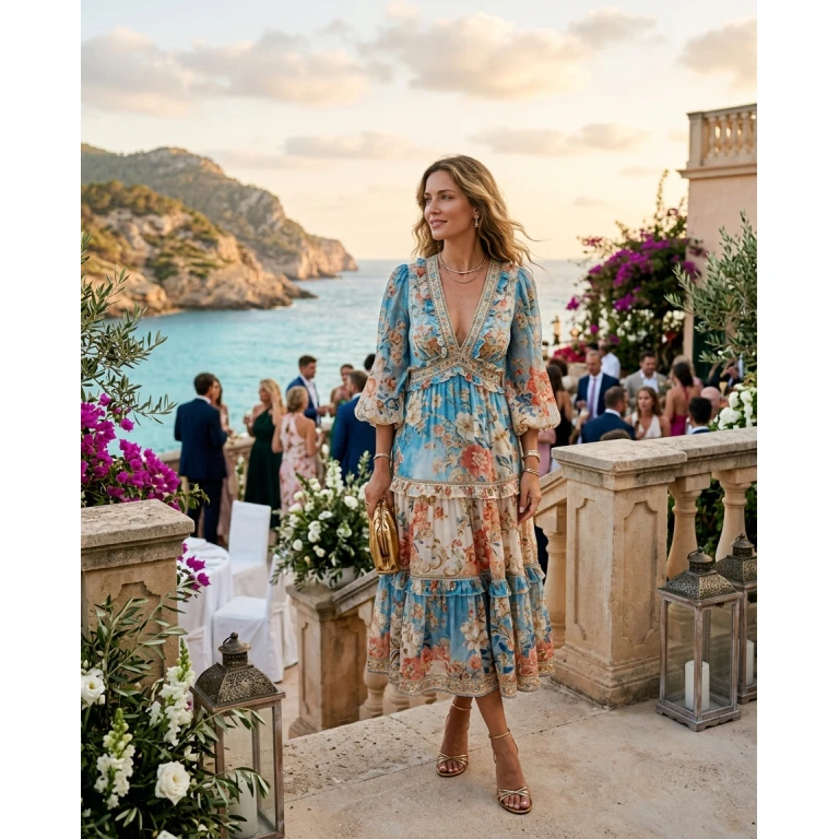 Gemma Deeks Style Guide: Resort chic wedding guest dress in Ibiza Summer 2026